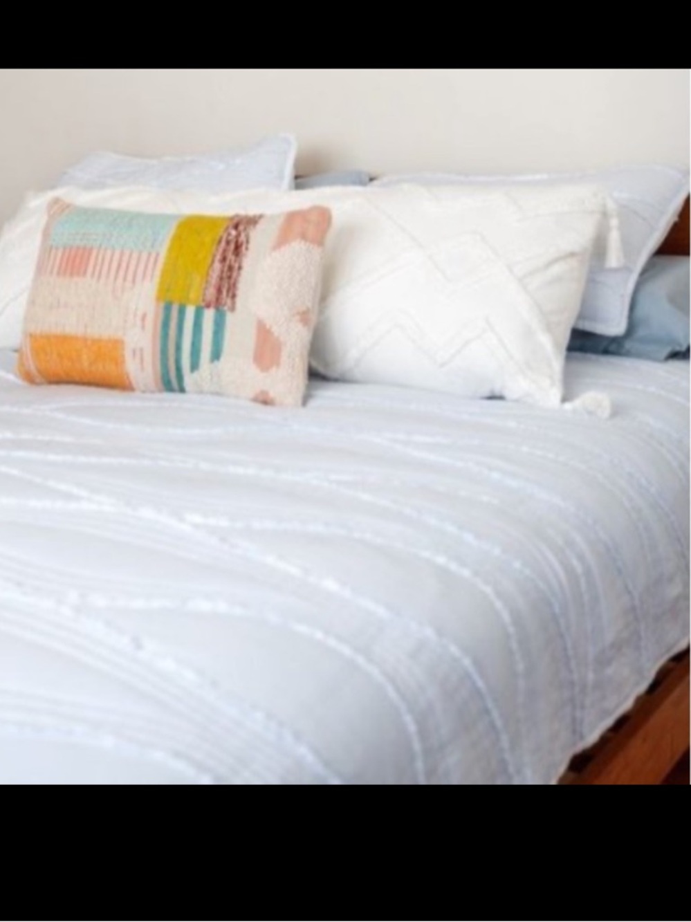 NEW Pottery Barn Teen pale blue Textured Waves Quilted pillow Sham Standard